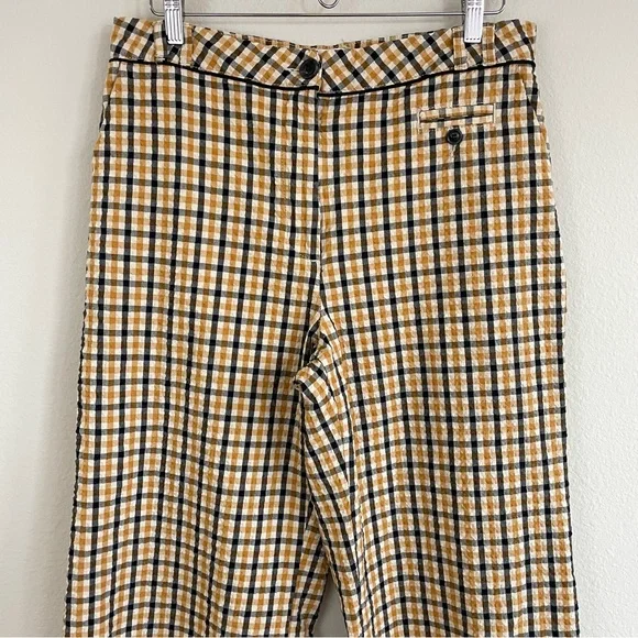 Maeve High-Rise Seersucker Wide Leg Plaid Trousers Size 12 by Anthropologie - Picture 6 of 11